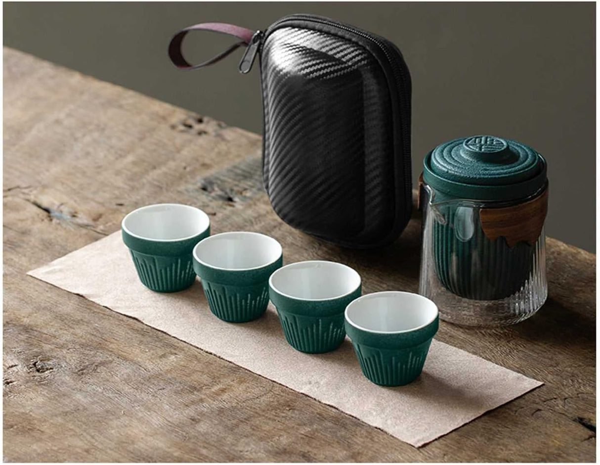Set de ceai pentru Calatorie , 4 cesti , infuzor si geanta