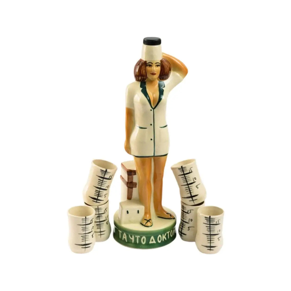 Set pentru Bauturi Asistenta Medicala, Sticla si Pahare 6 x 50 ml, Ceramica