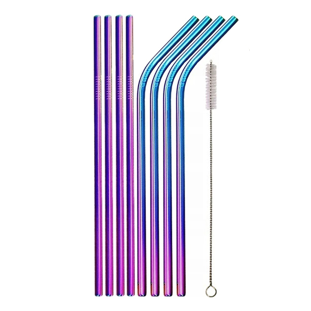 Set de 6 paie de baut metalice, cu perie pentru curatare, Multicolore, 21 cm