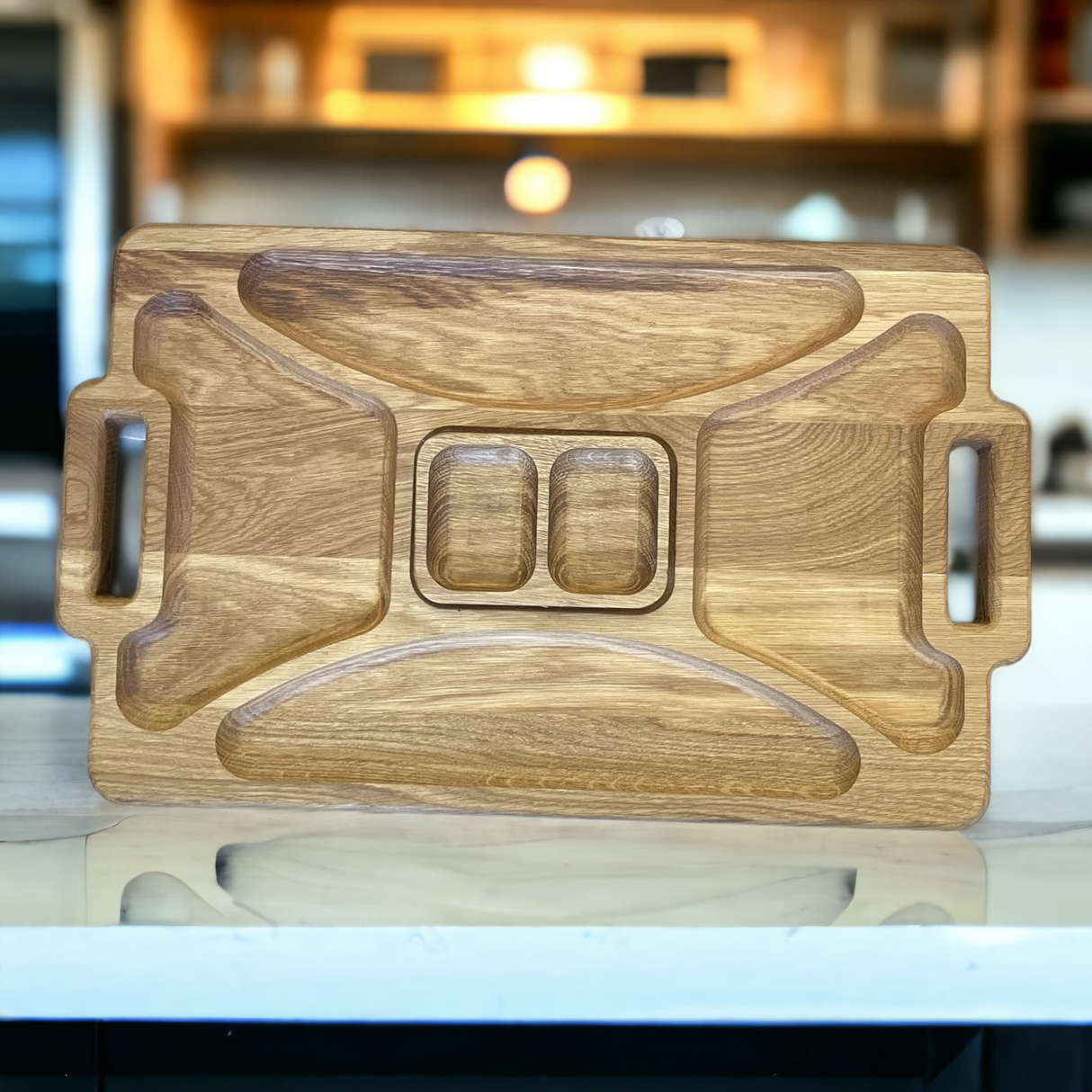 Platou din lemn cu 6 compartimente,49x29 cm