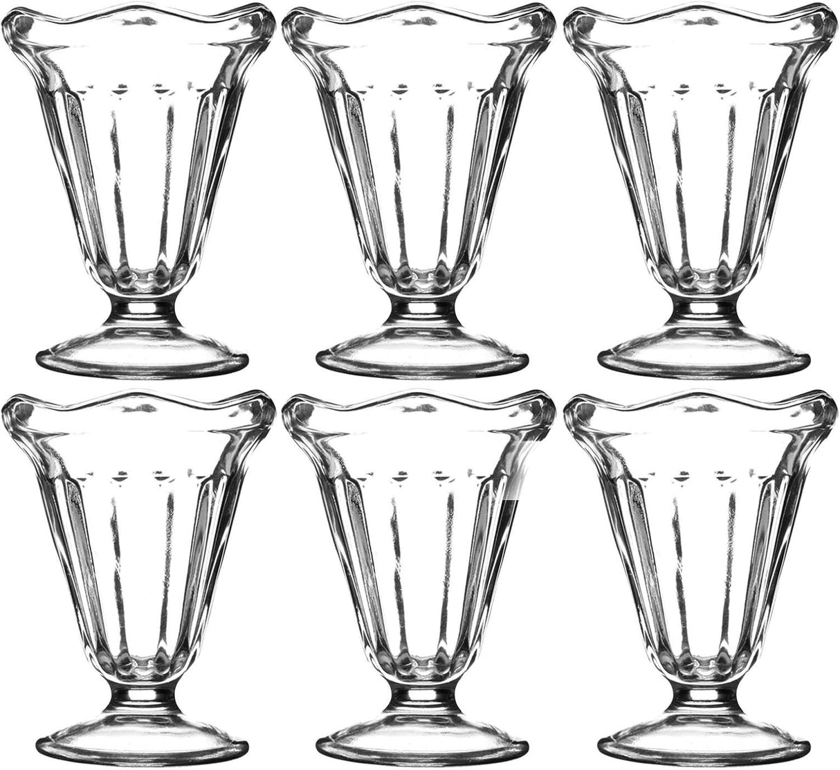 Set 6 cupe cu picior din sticla pentru Inghetata, 235 ml