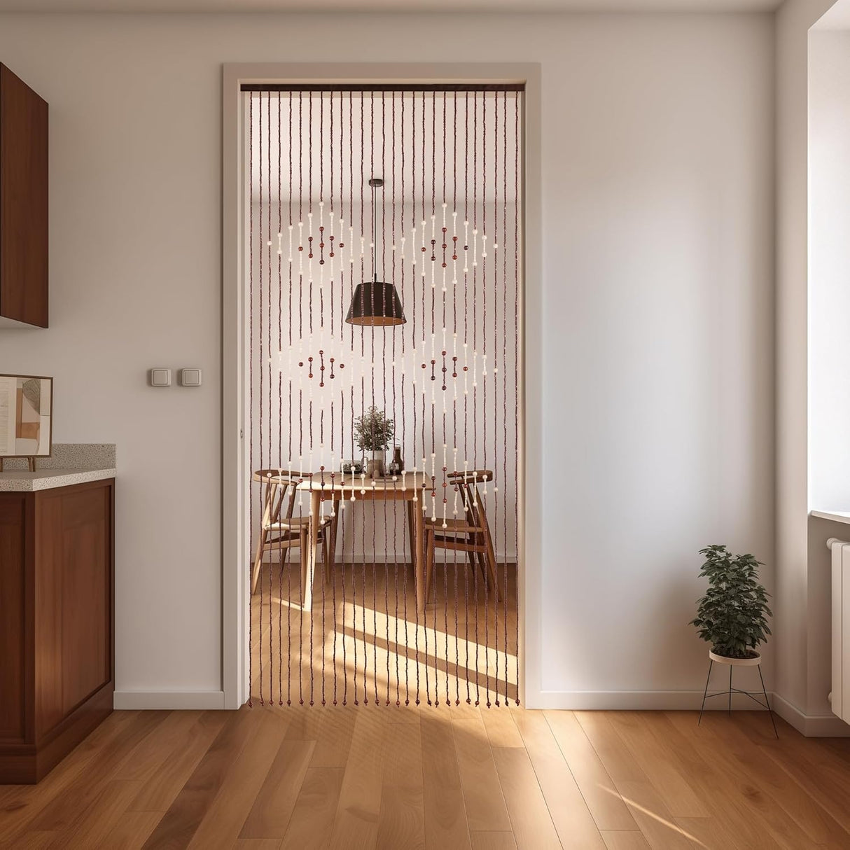 Perdea Usa cu Margele din Lemn , 90x195 cm