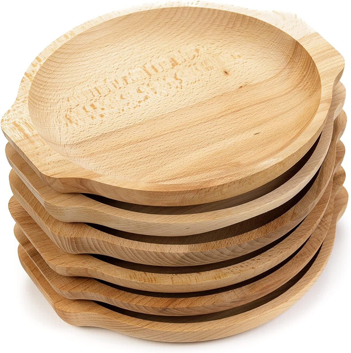 Set 6 farfurii din lemn cu forma rotunda , 22 cm