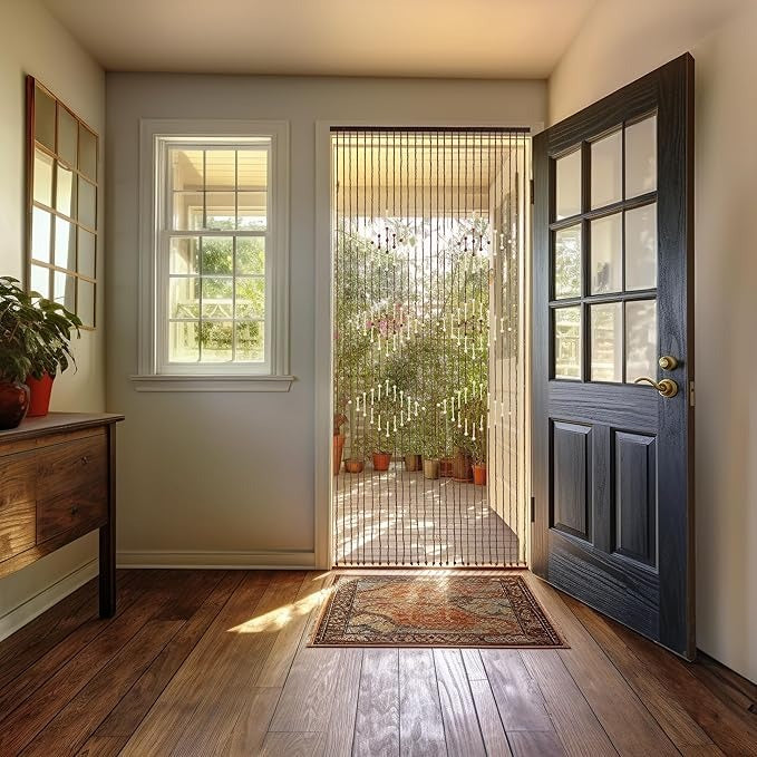 Perdea Usa cu Margele din Lemn , 90x195 cm