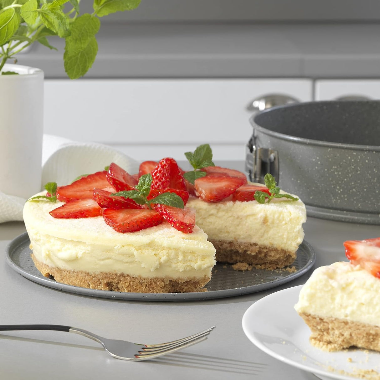 Tava de copt detasabila, Metal , 24cm, gri marmotat