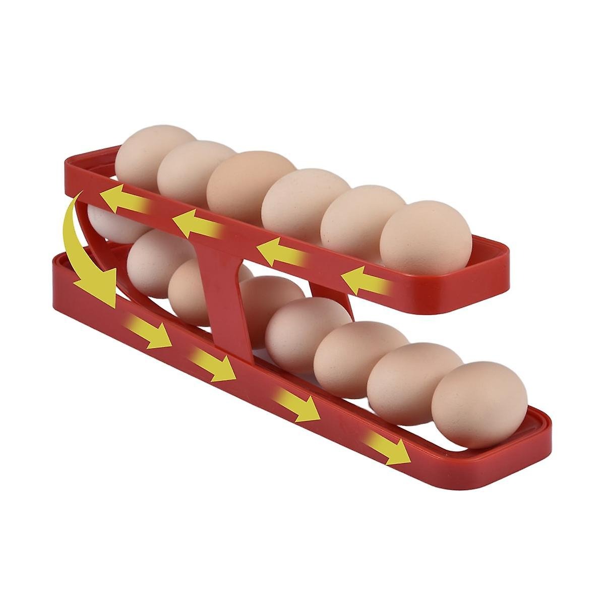 Suport oua etajat din plastic, distribuitor automat de oua pentru frigider