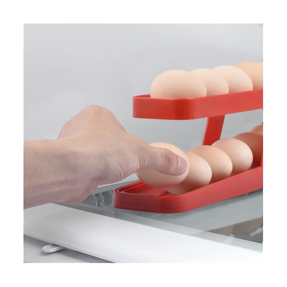 Suport oua etajat din plastic, distribuitor automat de oua pentru frigider