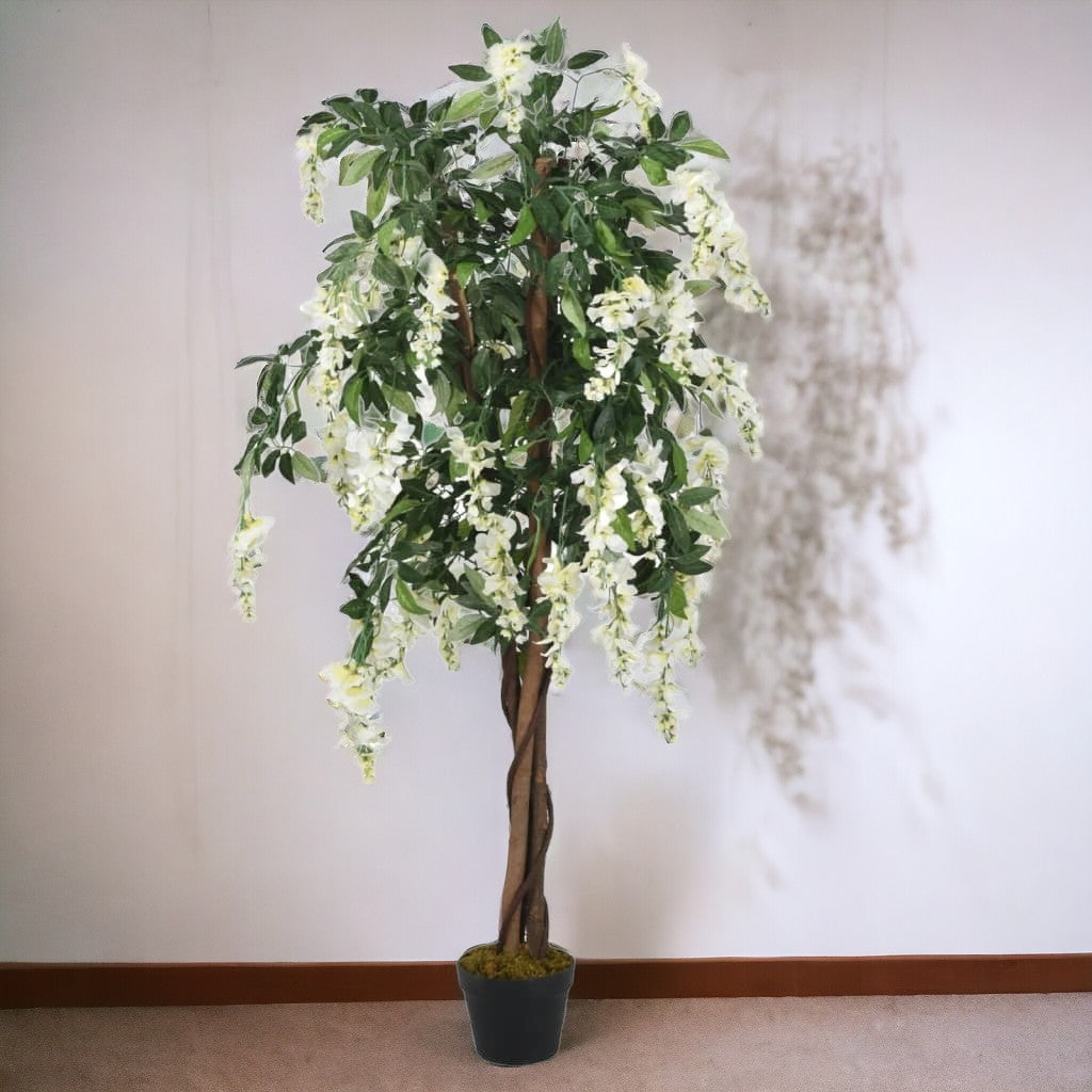 Arbore artificial wisteria 180 cm, verde-alb