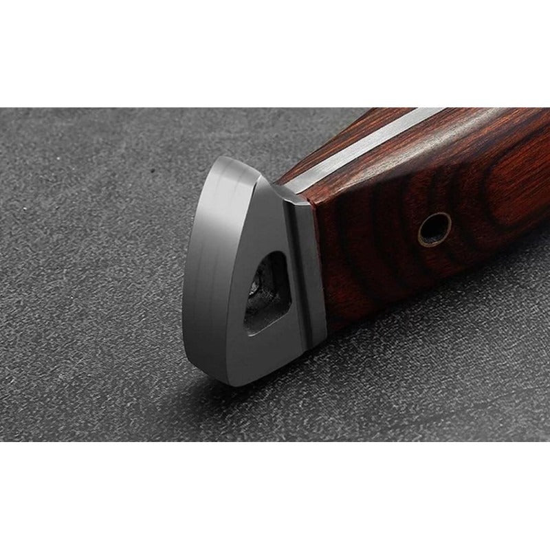 Cutit din Otel Inoxidabil , Maner din Lemn de Trandafir Rosu, cu Teaca Portabila, 19 cm, Lama 9.5 cm