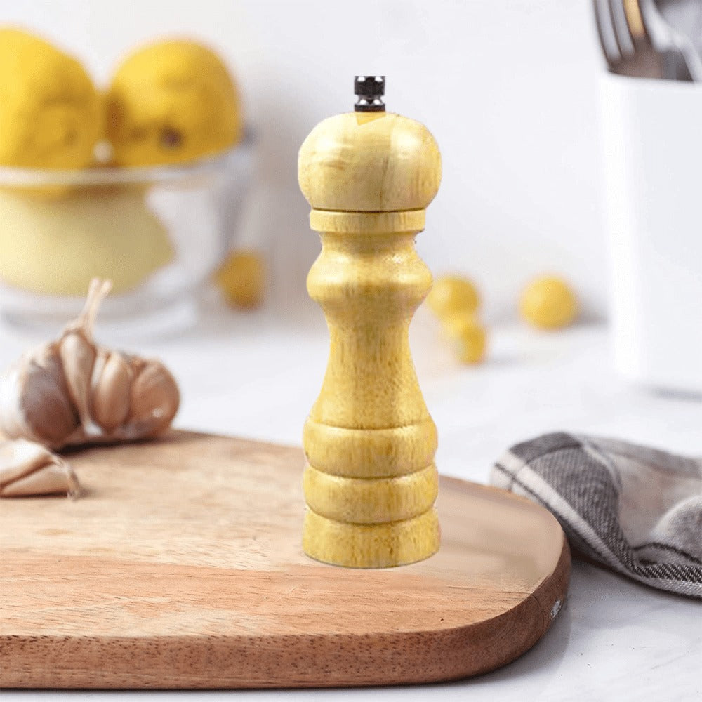 Rasnita manuala pentru sare si piper, lemn, inox, 17x5cm