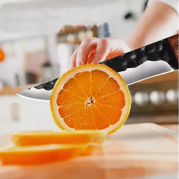 Cutit Macelarie, Otel Inoxidabil, Maner lemn, Teaca Protectie, 30 cm