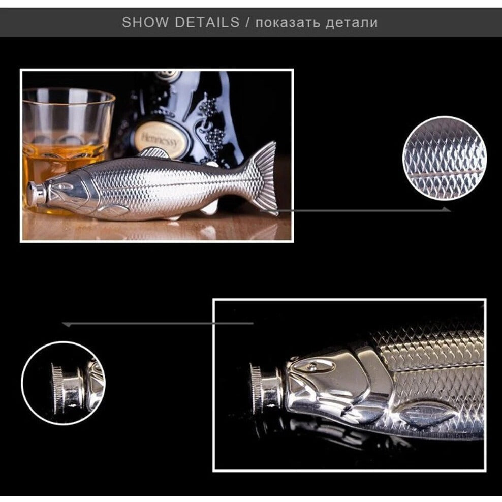 Plosca in Forma de Peste, Inox, 33 cm, 500 ml, Argintiu