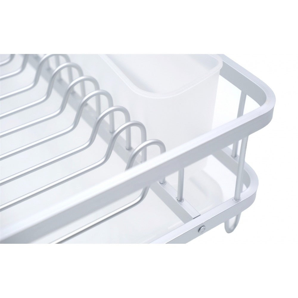 Scurgator din aluminiu pentru vase, Gri, 42x30x13 cm si tava din plastic