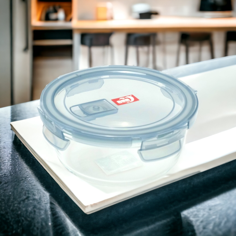 Caserola din Sticla rotunda cu capac din Plastic, 630 ml