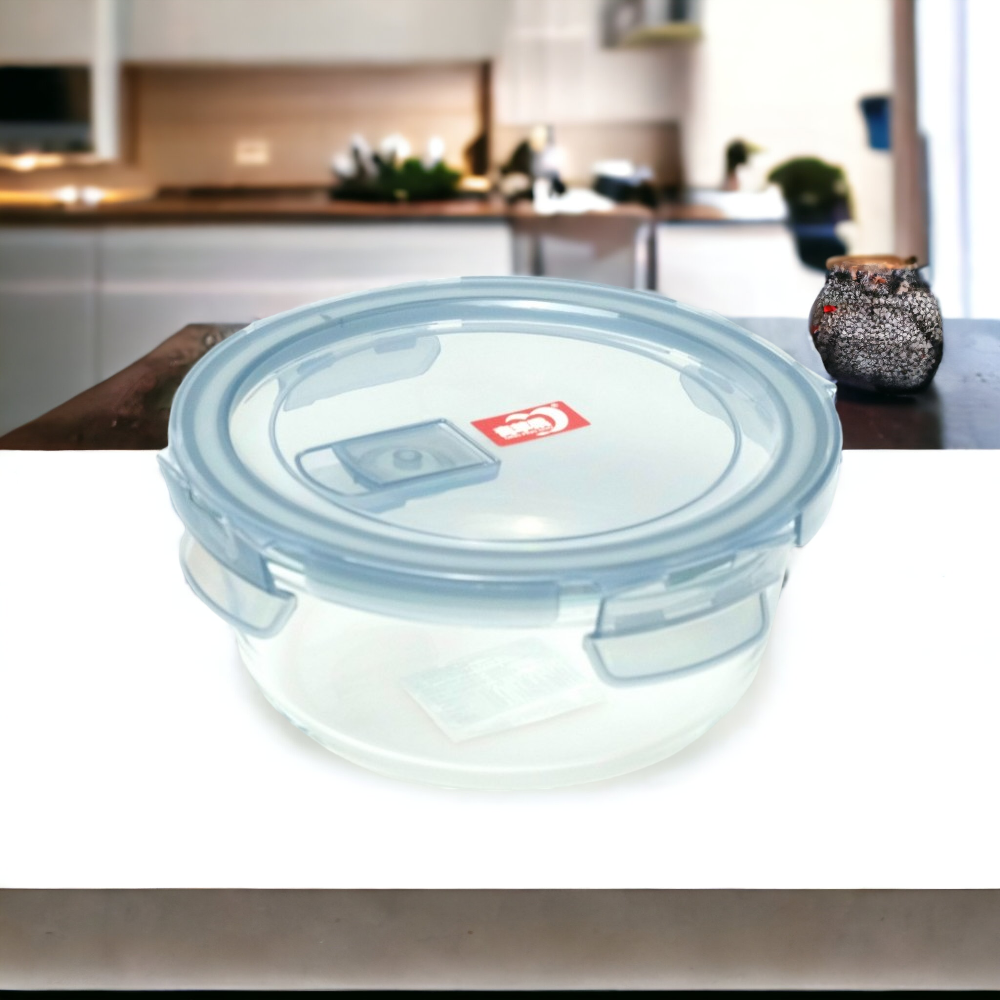 Caserola din Sticla rotunda cu capac din Plastic, 630 ml