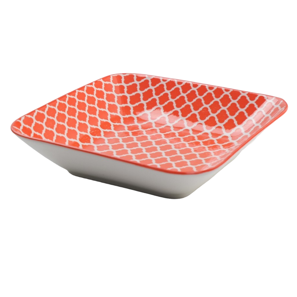 Tava pentru Cuptor patrata, Ceramica, Rosie, 20x20x5 cm