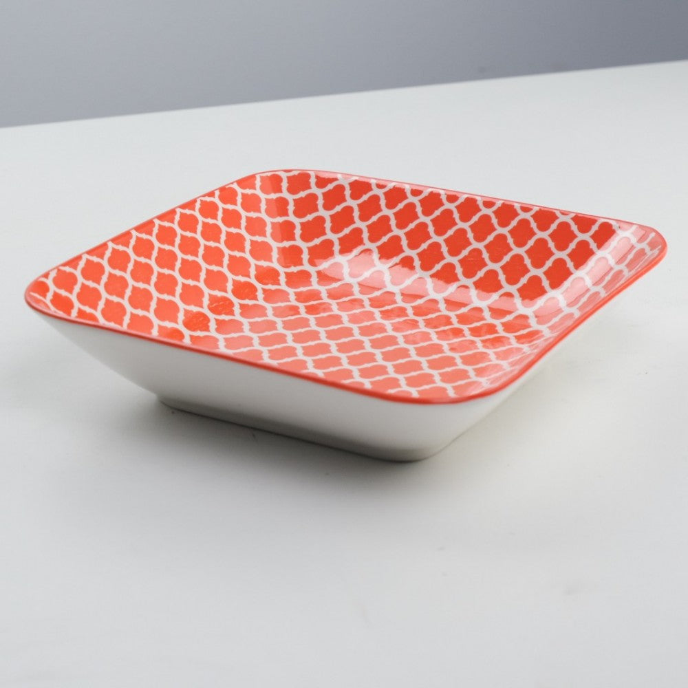 Tava pentru Cuptor patrata, Ceramica, Rosie, 20x20x5 cm