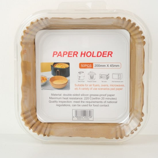 Set 50 bucati Hartie de Copt Patrate pentru Friteuza, Air Fryer, 20x20x4.5 cm