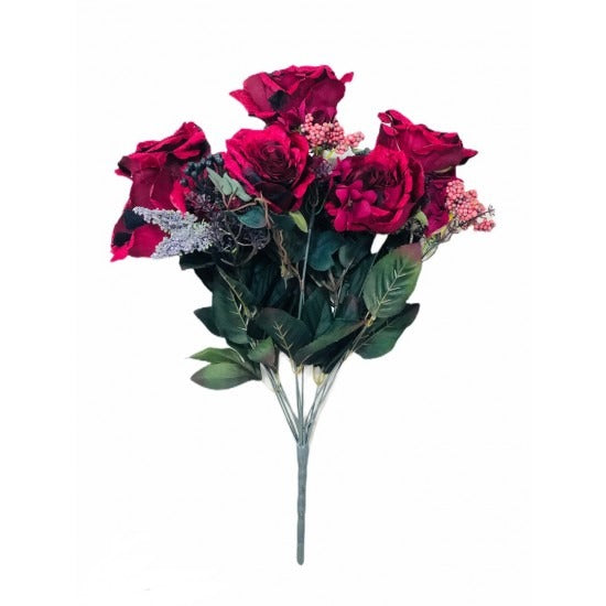 Buchet flori artificiale, Mix Trandafiri si Hortensie, 55 cm