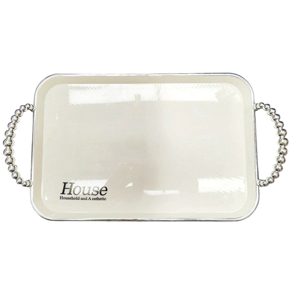 Tava servire dreptunghiulara, decorativa eleganta, 31x20, Alb