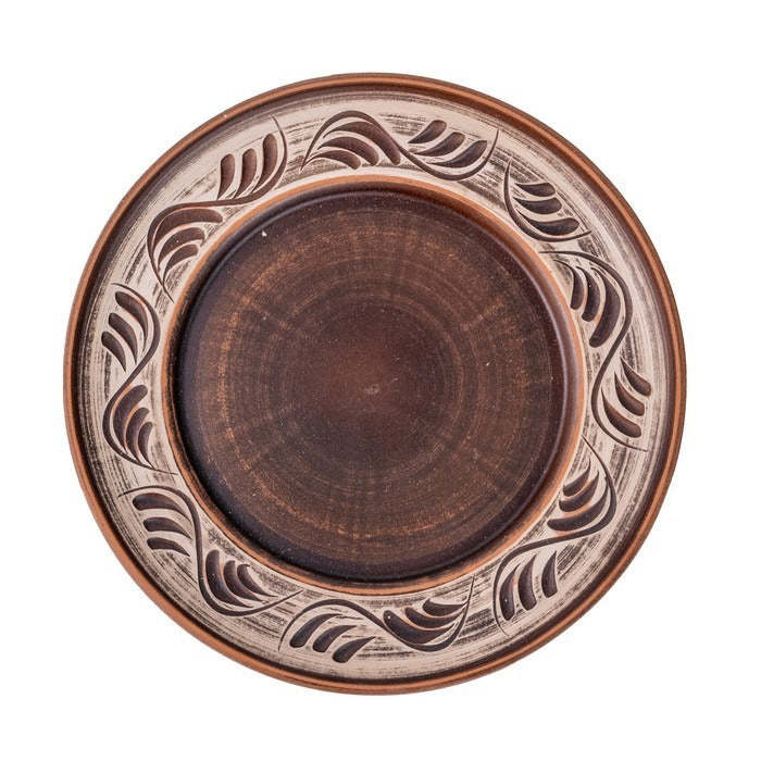 Platou intins Angob din lut rosu, 22 cm