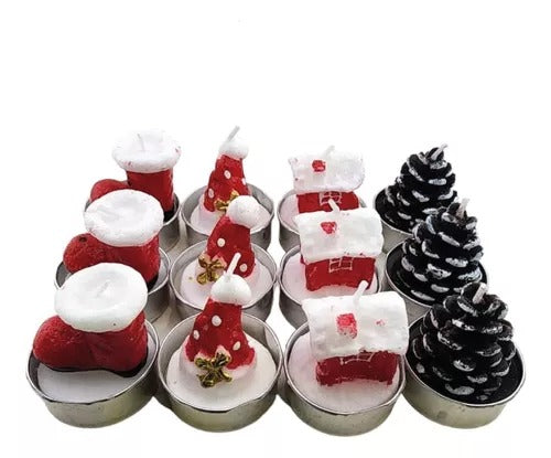 Set 4 lumanari de Craciun Braduti,6 cm, Multicolor