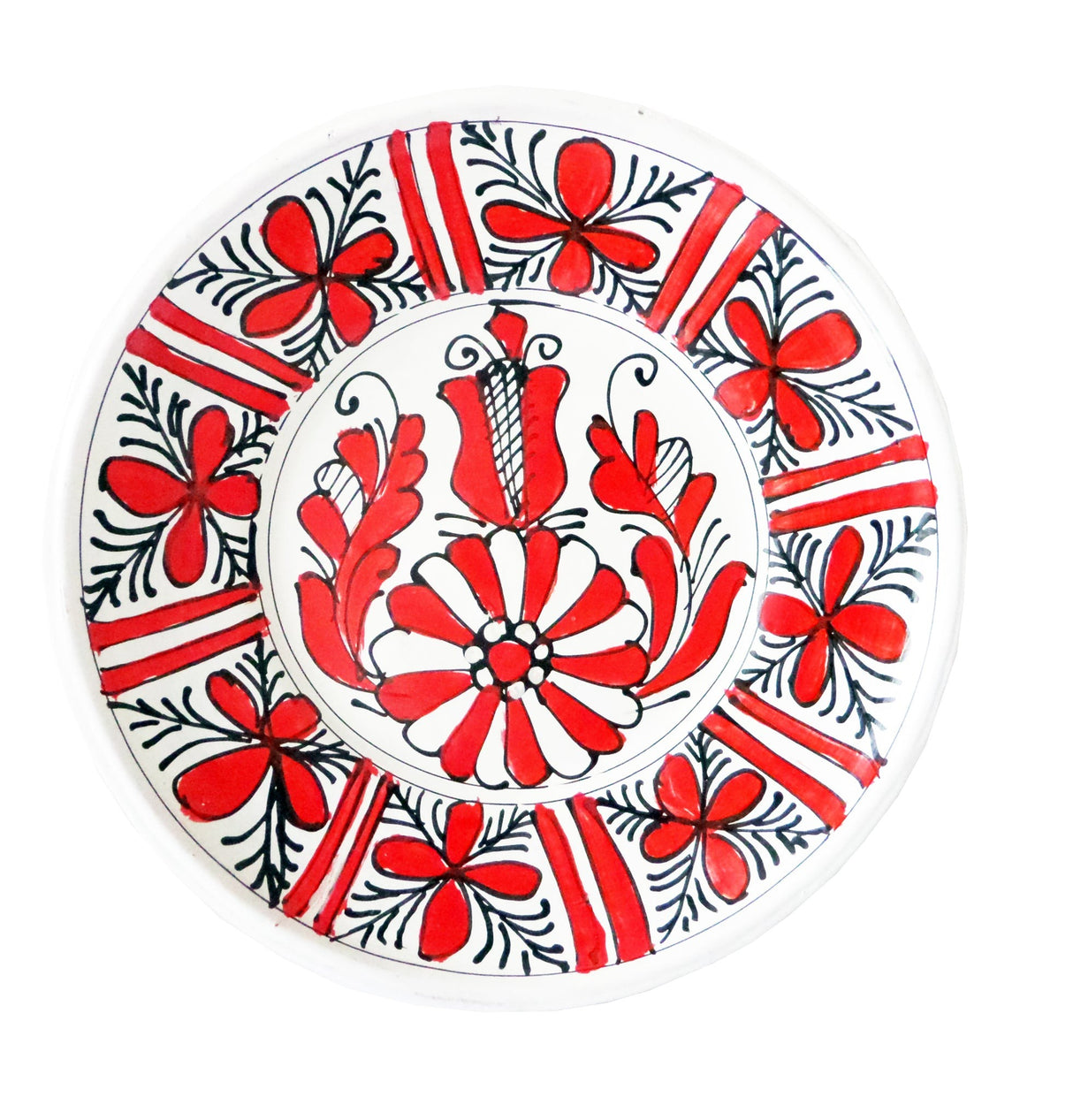 Farfurie Decorativa din ceramica de Corund,Pictata Manual, 13 cm / 24 cm