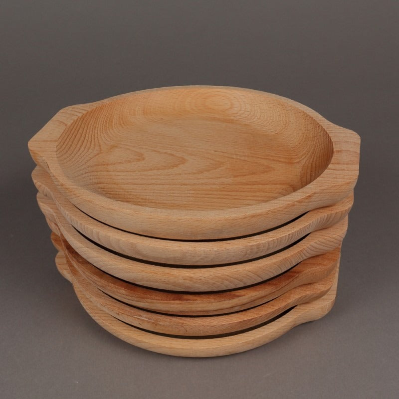 Set 6 farfurii din lemn cu forma rotunda , 22 cm