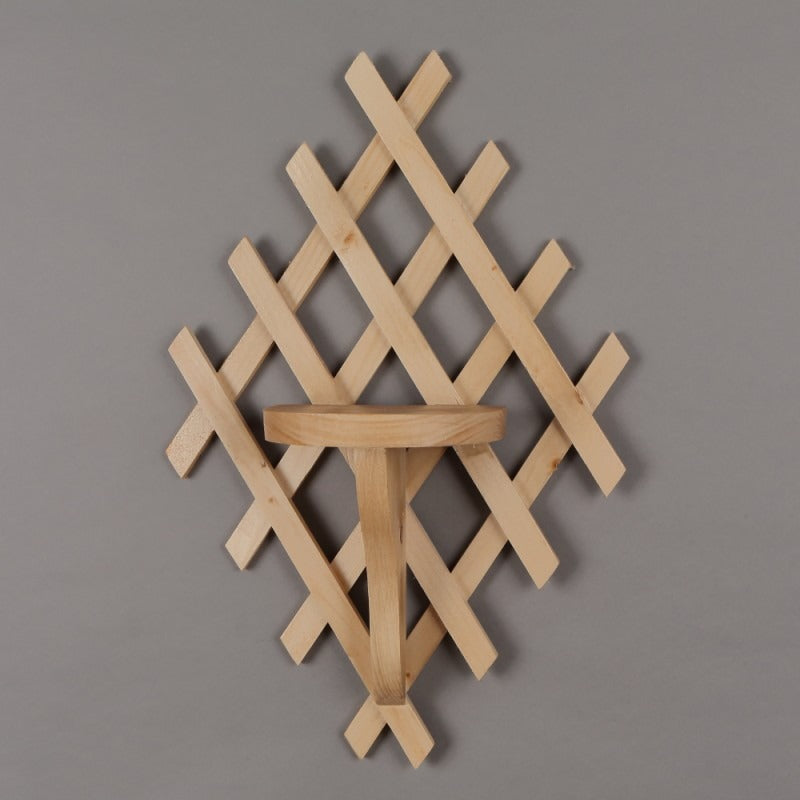 Suport de Perete pentru Ghiveci, Lemn, 50x33 cm / platou : 15*11 cm