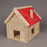 Căsuță pentru păsări lemn cu acoperis rosu