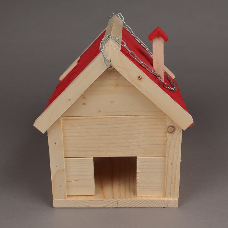 Căsuță pentru păsări lemn cu acoperis rosu