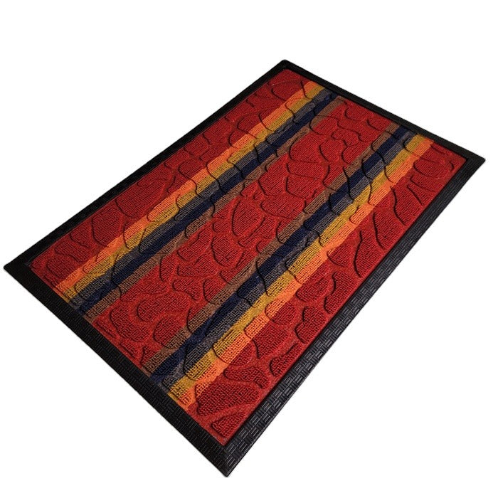 Covor intrare din Pvc si Material Textil, Maro-Gri, 60x40 cm