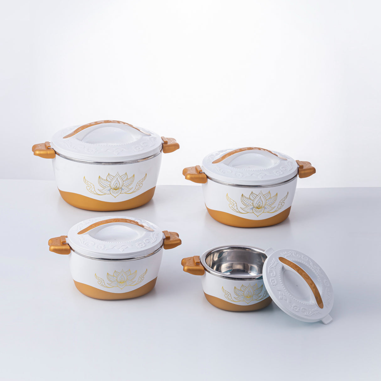 Set 4 caserole Termice, Plastic si Inox, 1L,2L,4L,6L