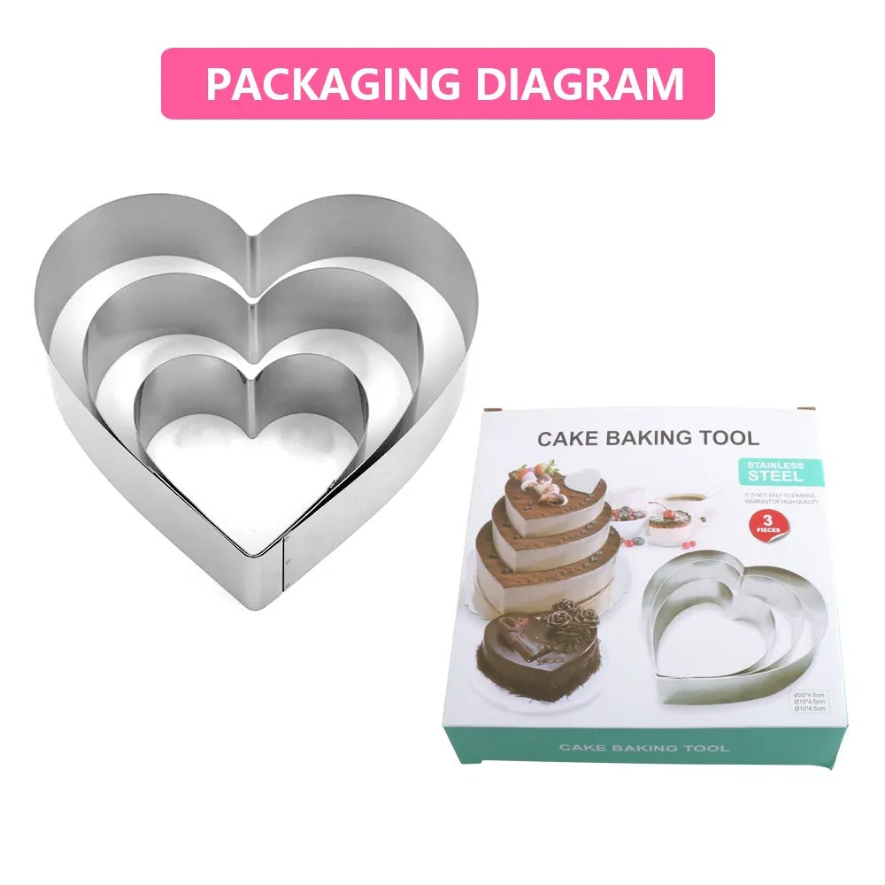 Set 3 Forme Prajituri, Otel Inoxidabil, 10/15/20 x 4.5 cm