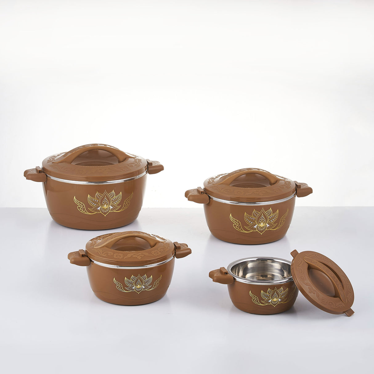 Set 4 caserole Termice, Plastic si Inox, 1L,2L,4L,6L