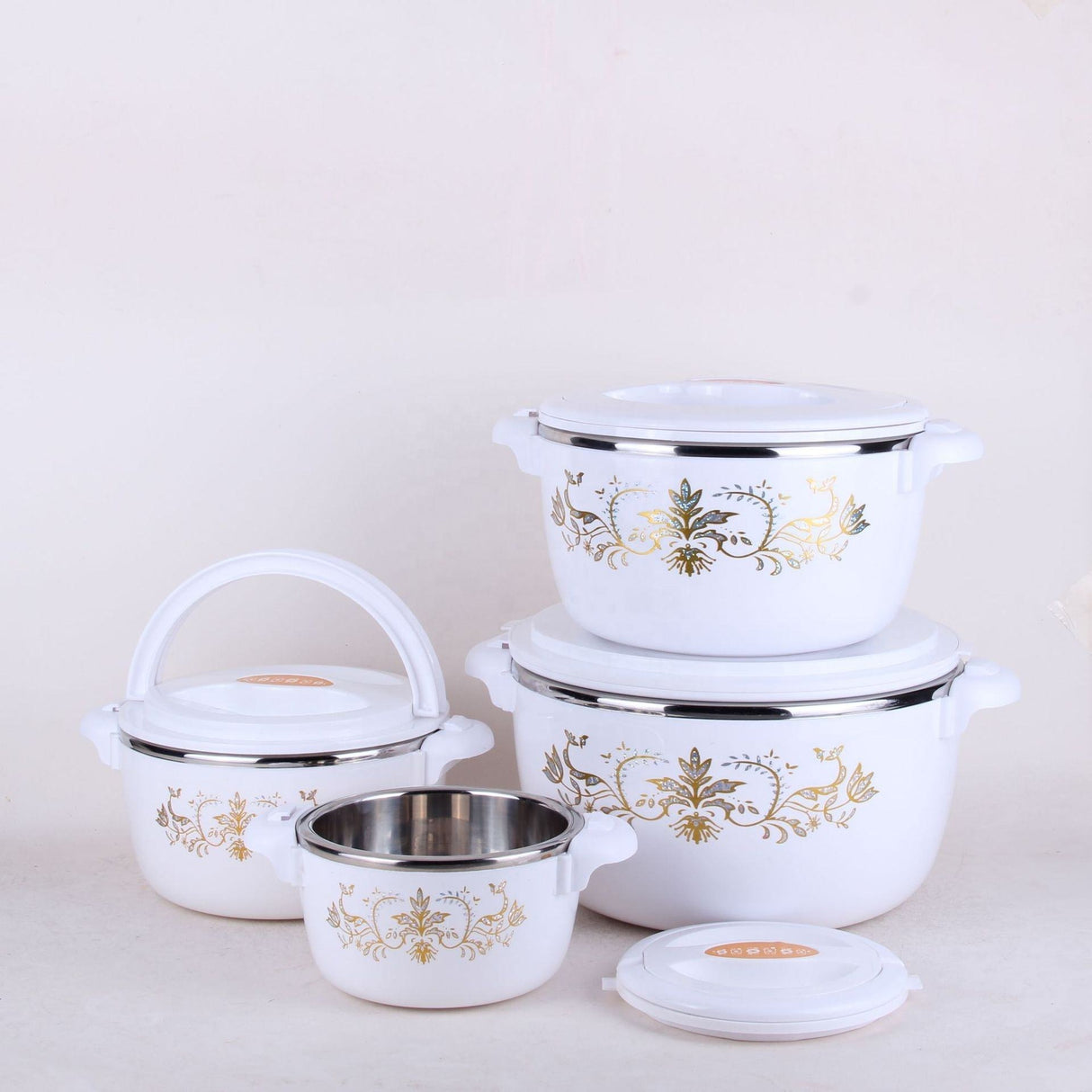 Set 4 caserole Termice, Plastic si Inox, 1L,2L,4L,6L