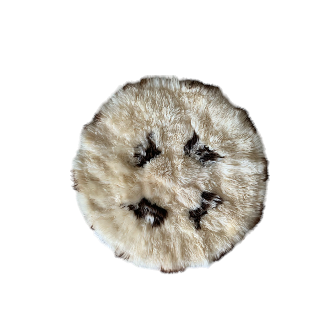 Covor Rotund din Blana Naturala de Oaie, 130 x 130 cm