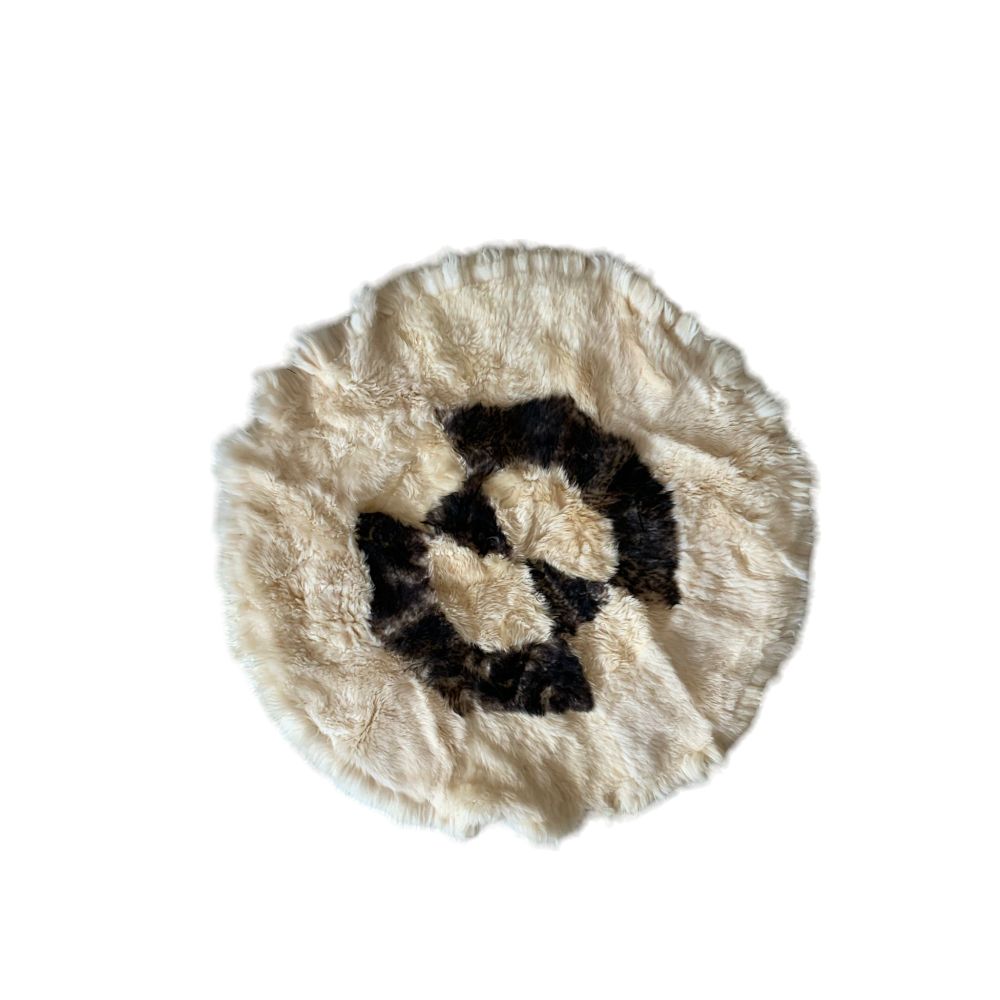 Covor Rotund din Blana Naturala de Oaie, 130 x 130 cm