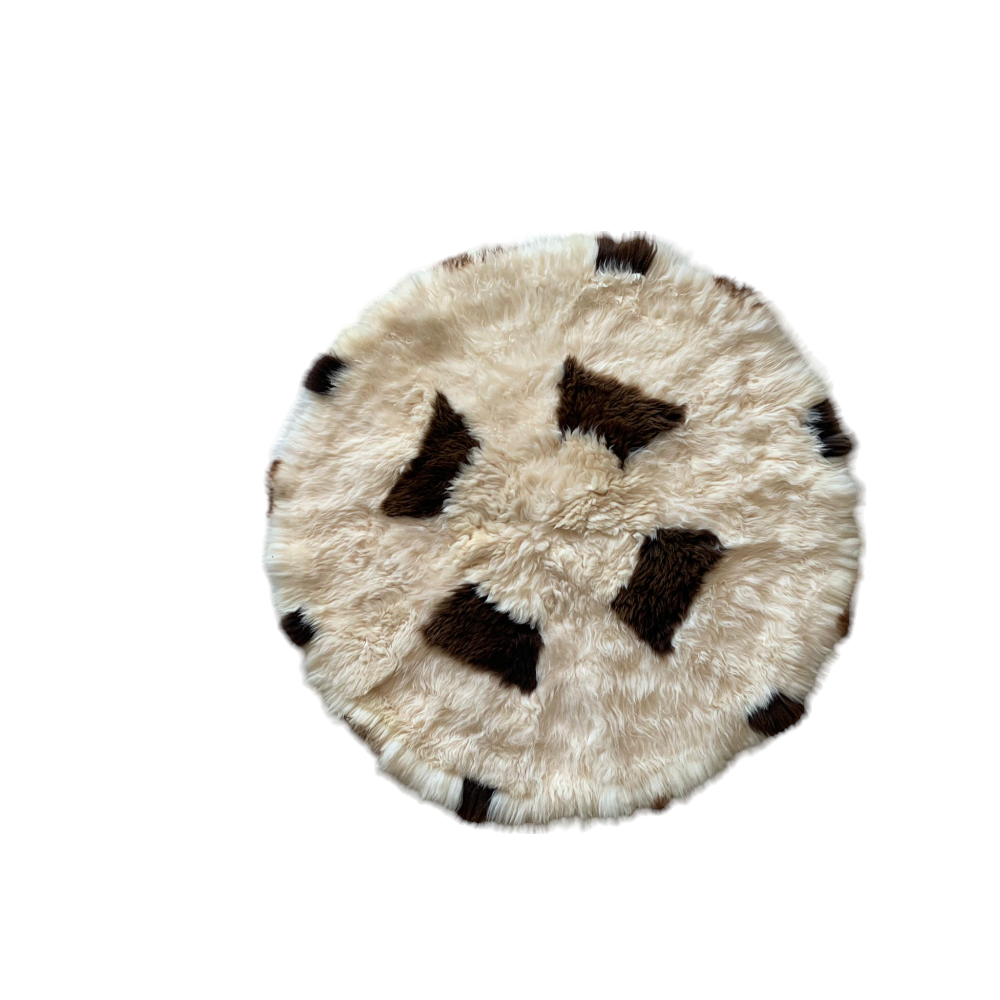 Covor Rotund din Blana Naturala de Oaie, 130 x 130 cm