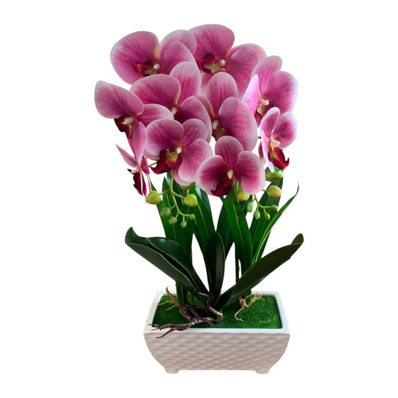 Orhidee artificiala cu ghiveci ceramic dreptunghiular, 40 cm