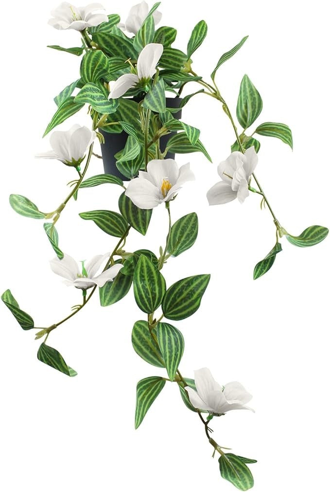 Plantă Artificială de Iederă Suspendată cu Flori,50 cm