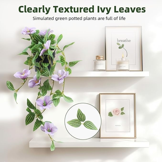 Plantă Artificială de Iederă Suspendată cu Flori,50 cm