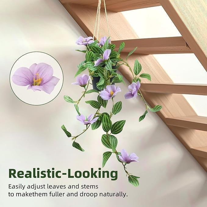 Plantă Artificială de Iederă Suspendată cu Flori,50 cm