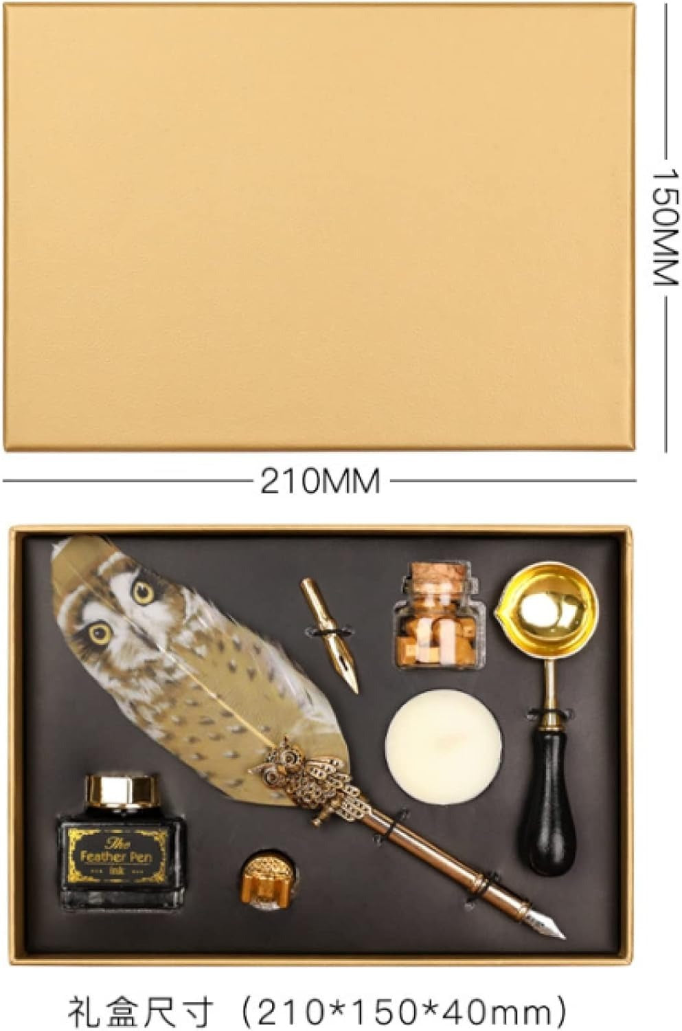 Set pana de caligrafie cu ceara si calimara, tip bufnita cadou