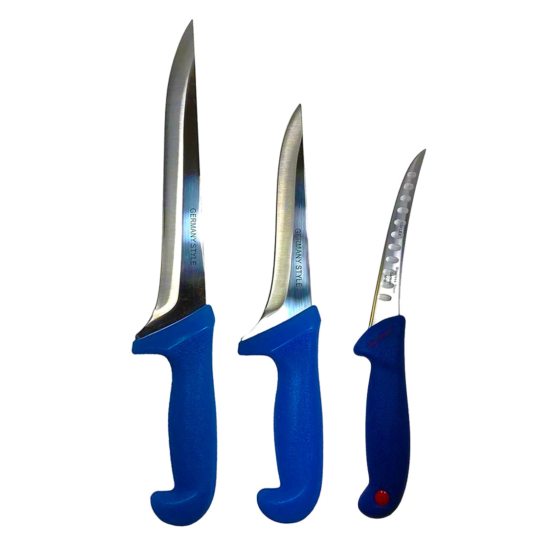 Set 3 cutite Macelarie, Maner Plastic Dur Turnat, Lama Otel Inoxidabil,29,39,27 cm