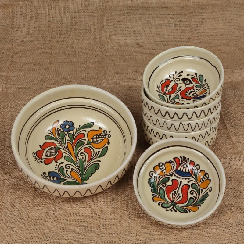 Castron Ceramica , pictat manual , 16*7 cm,800 ml