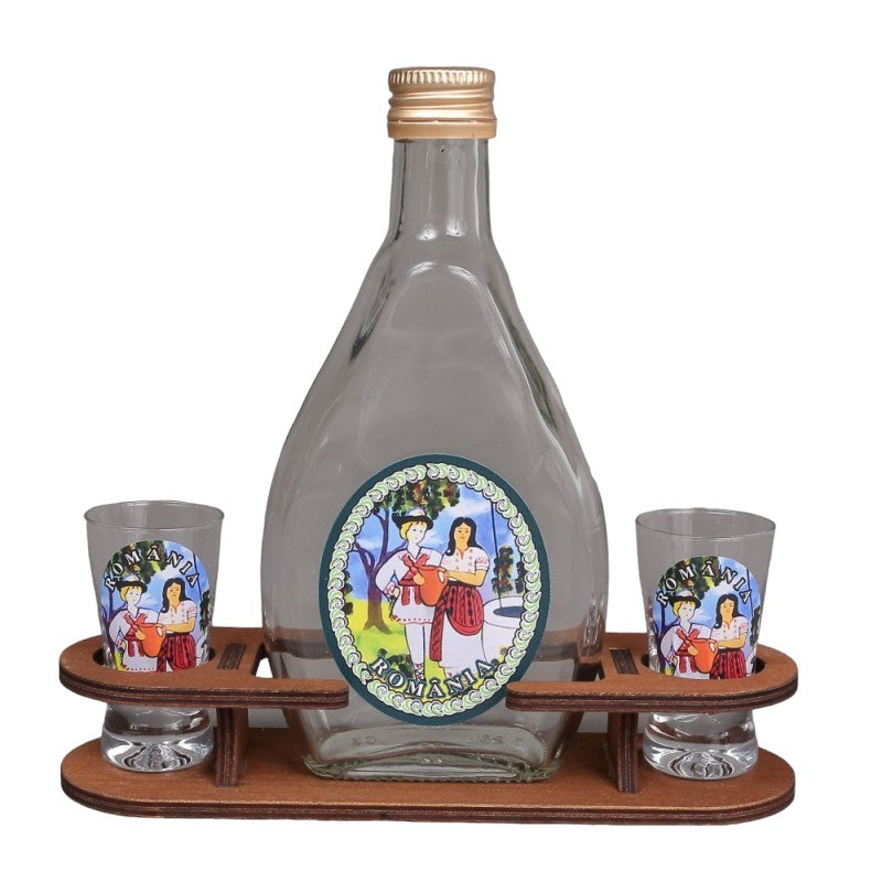 Set tuică Tarani Romania 250 ml, cu pahare 25 ml