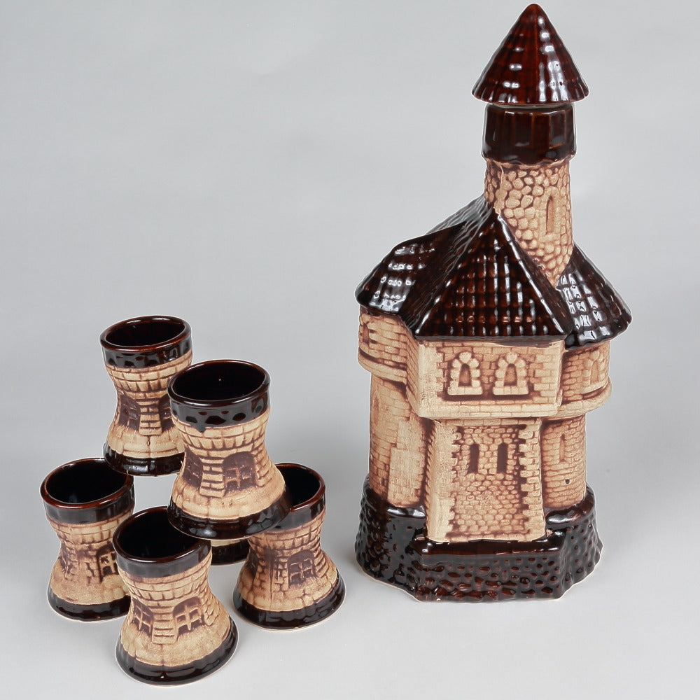 Set pentru servire bauturi ceramica, Castel, 1.2 L cu 6 pahare 80 ml