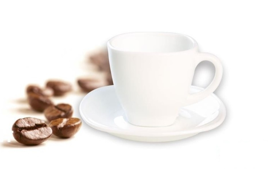 Set 6 cesti de cafea cu farfurioare din opal , Alb