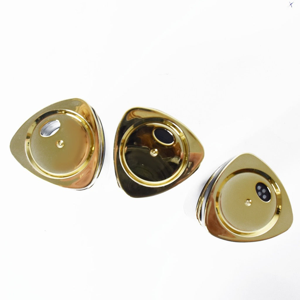 Set 6 recipiente condimente cu suport rotativ, inox si sticla, Negru - Auriu